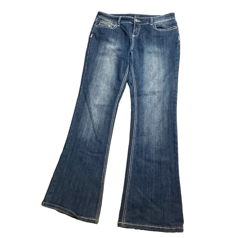 Y2K Venus 14 Dark Wash Flare Jeans Embellished Embroidered Studded Pockets